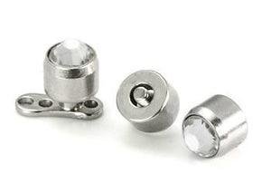 14g-12g Internally Threaded 3.4mm Crystal Jewel Beveled Top - Price Per 1