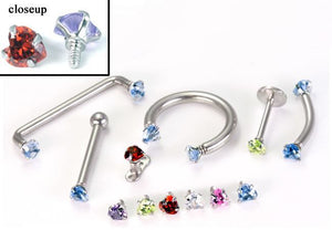 18g - 16g Internally Threaded Jewel Prong-Set Heart Top - Price Per 1