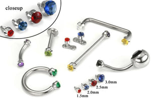 14g - 12g Internally Threaded Jewel Prong-Set Swarovski Jewel Top - Price Per 1