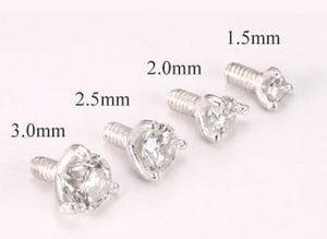 14g - 12g Internally Threaded Sterling Silver Prong-Set Jewel Top - Price Per 1