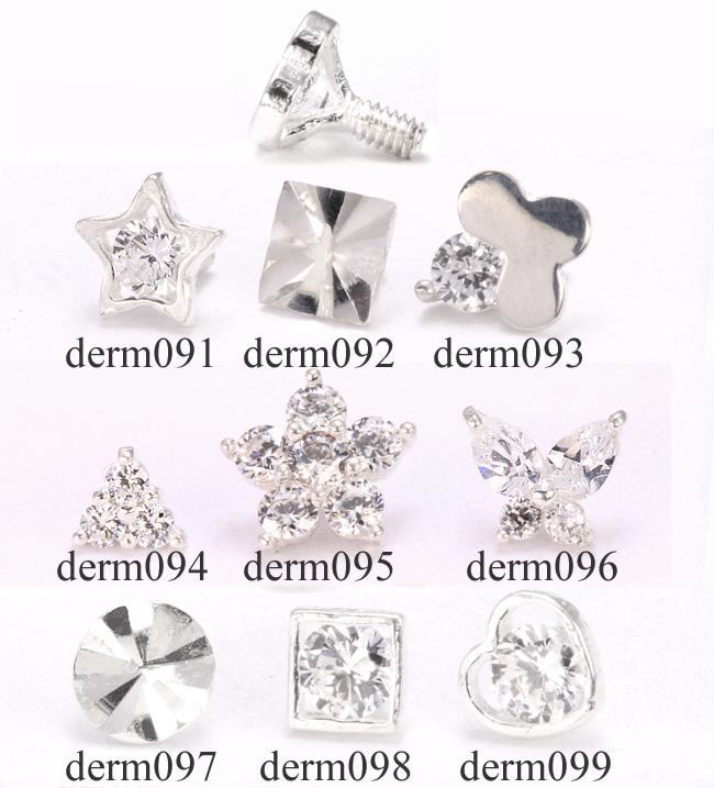 14g - 12g Internally Threaded Sterling Silver Top - Choose from 9 Styles - Price Per 1