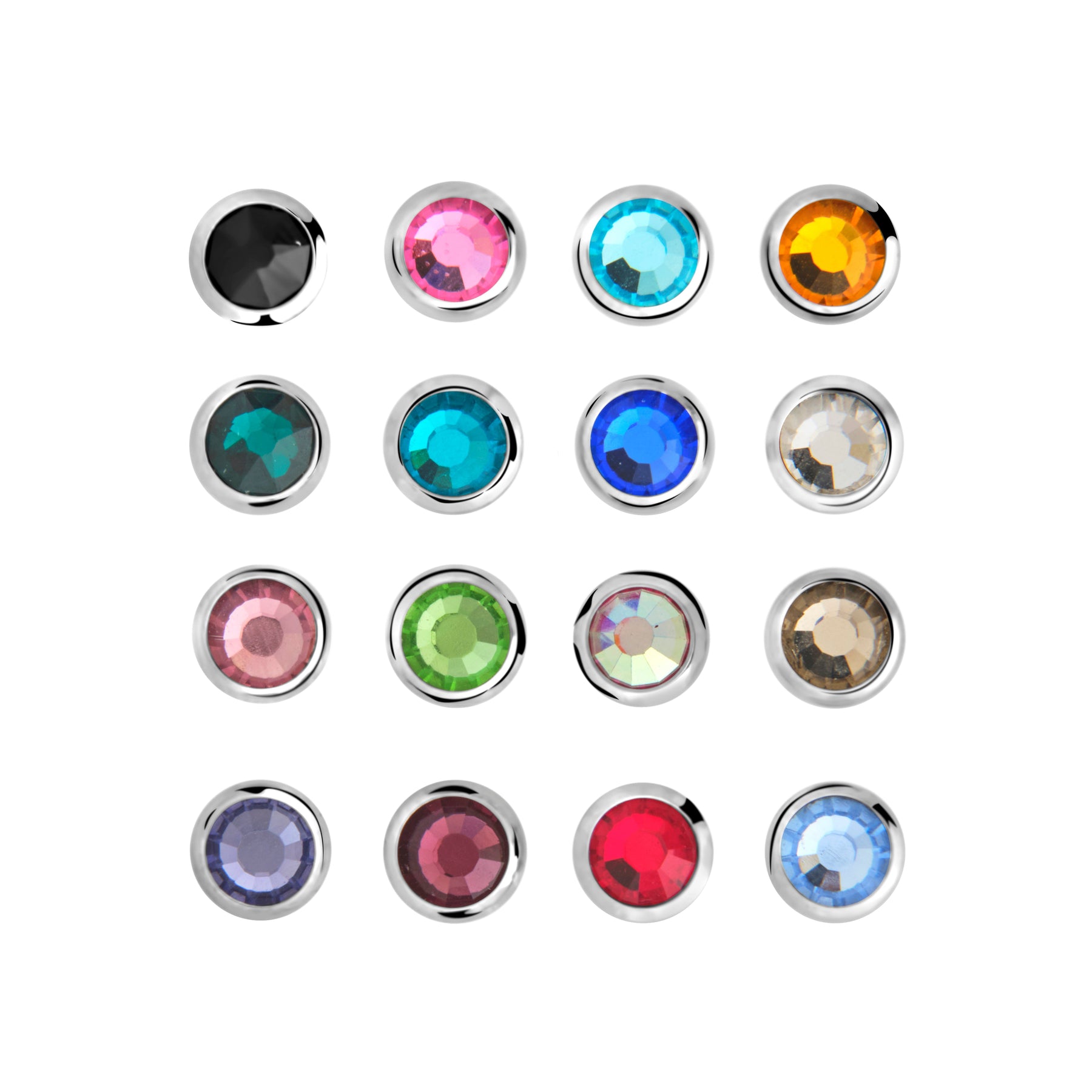 18g - 16g Internally Threaded Swarovski 4.4mm Jewel Top - Price Per 1