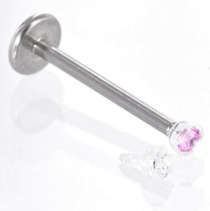 18g - 16g Internally Threaded Clear Acrylic Rose Top - Price Per 1
