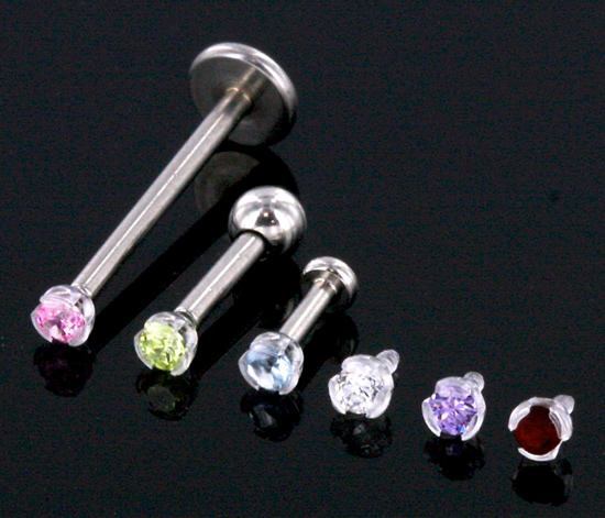 18g - 16g Internally Threaded Clear Acrylic Rose Top - Price Per 1