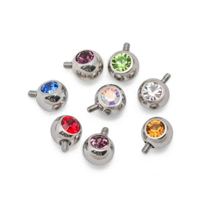 14g-12g Internally Threaded 90° Swarovski Jeweled Steel Ball – 5mm – Price Per 1
