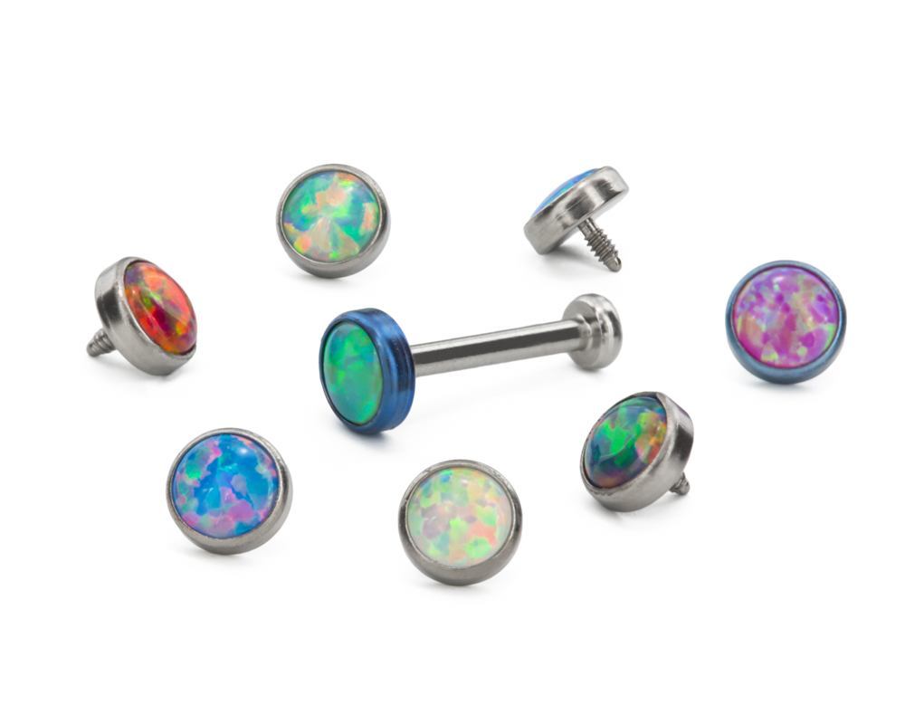 Bezel Set Opal Titanium Top - Threaded