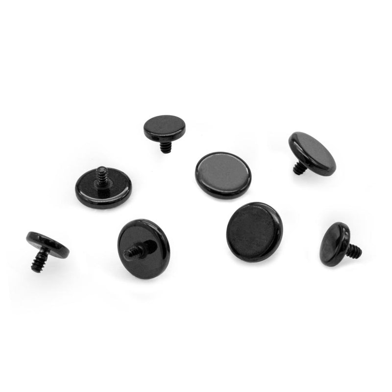 Tilum 18g-16g Internally Threaded PVD Black Titanium Flat Disc Top - Price Per 1