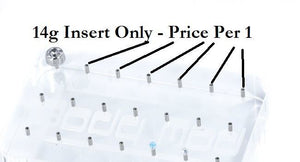 14g Internally Threaded Straight Barbell for Acrylic Display Block - Price Per 1