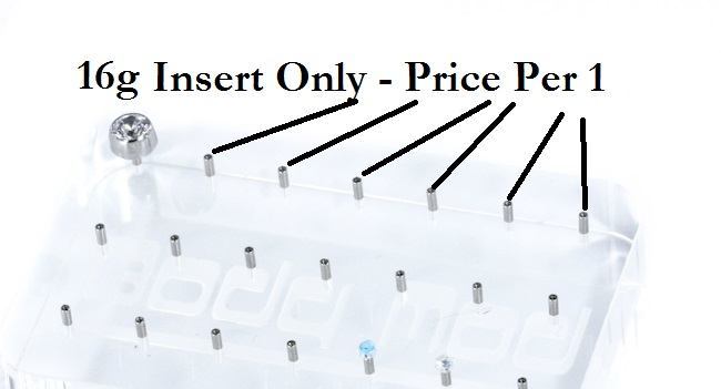 16g Internally Threaded Straight Barbell for Acrylic Display Block - Price Per 1