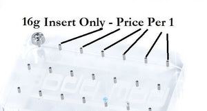 16g Internally Threaded Straight Barbell for Acrylic Display Block - Price Per 1