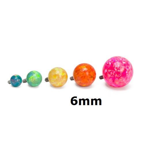 14g - 12g Internally Threaded 6mm Opal Replacement Ball - Price Per 1