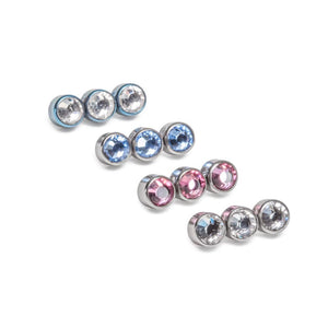 Stacked Three Gem Cluster Titanium Top - Threaded