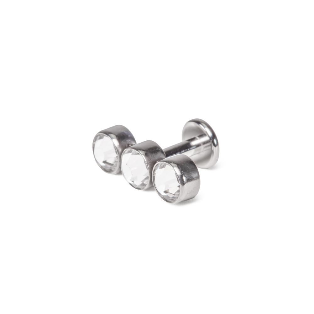 Stacked Three Gem Cluster Titanium Top - Threaded