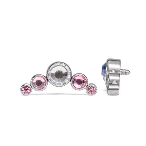 Tilum 14g-12g Internally Threaded Crescent Cluster Top - Choose 4mm Jewel Color - Price Per 1