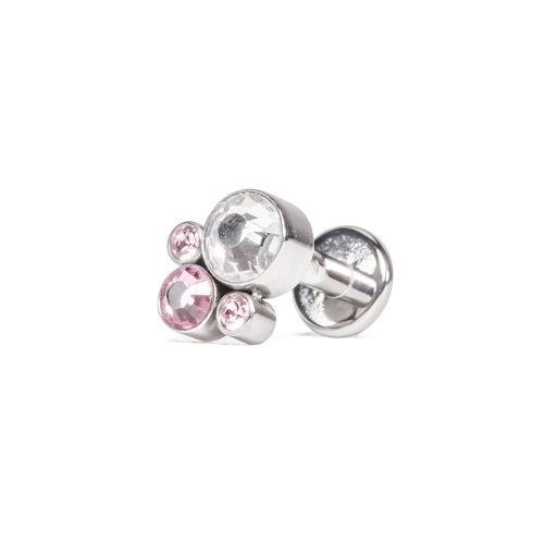 Tilum 18g-16g Internally Threaded Jewel Bubble Cluster Top with 4mm Crystal - Price Per 1