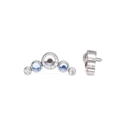 Tilum 18g-16g Internally Threaded Crescent Jewel Cluster Top with 4mm Crystal - Price Per 1