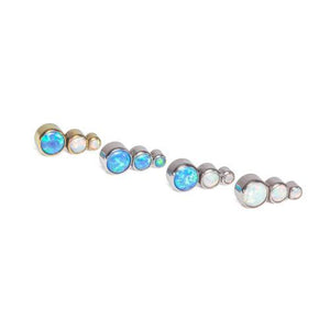 Tapered Opal Cluster Titanium Top - Threaded