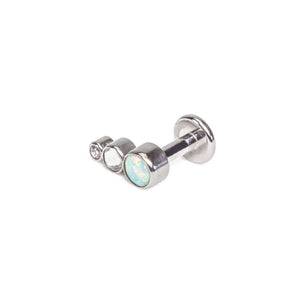 Tilum 14g-12g Internally Threaded White Opal Tear Drop Cluster Top - Choose Jewel Color - Price Per 1