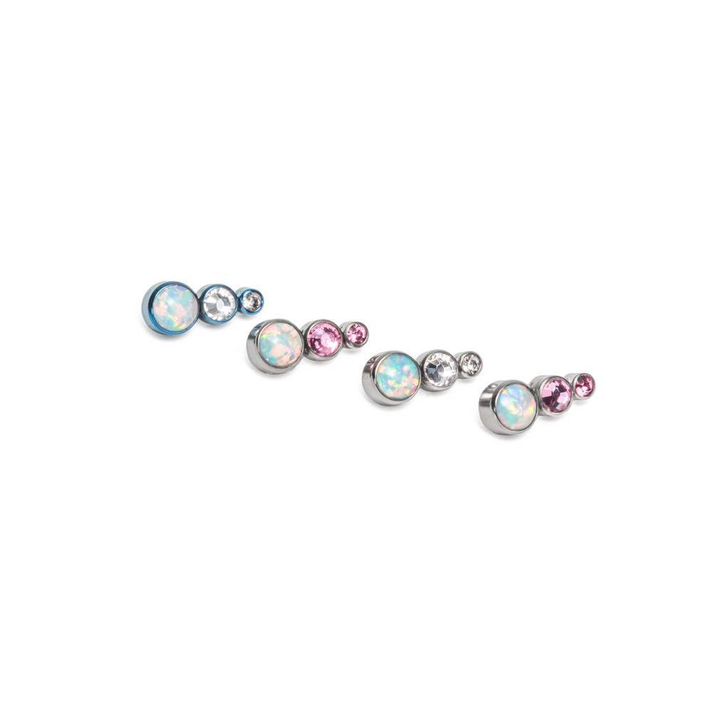 Tilum 14g-12g Internally Threaded White Opal Tear Drop Cluster Top - Choose Jewel Color - Price Per 1