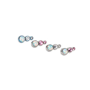 Tilum 14g-12g Internally Threaded White Opal Tear Drop Cluster Top - Choose Jewel Color - Price Per 1