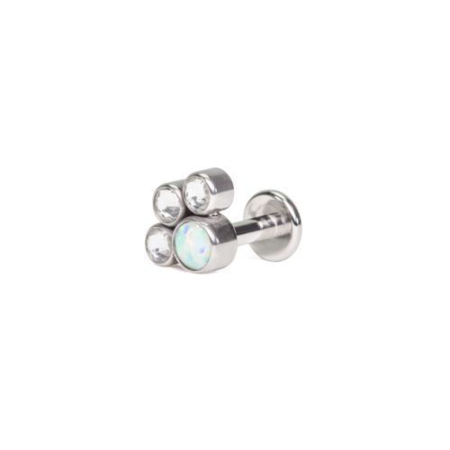 Tilum 14g-12g Internally Threaded Opal Paw Print Cluster Top with Jewels - Price Per 1