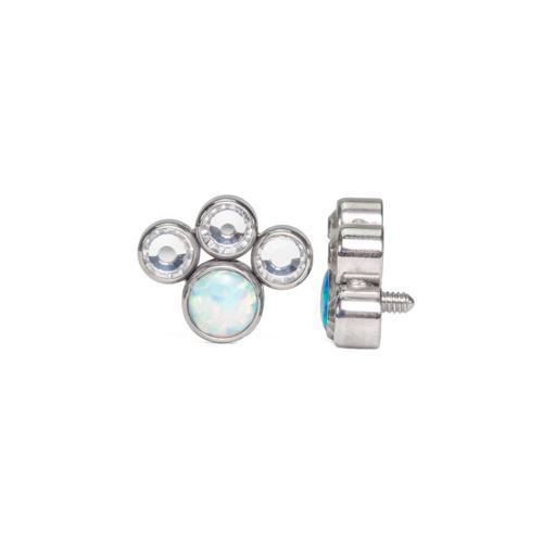 Tilum 14g-12g Internally Threaded Opal Paw Print Cluster Top with Jewels - Price Per 1