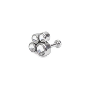Tilum 18g-16g Internally Threaded Jewel Paw Print Cluster Top - Price Per 1