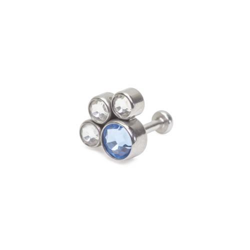 Tilum 18g-16g Internally Threaded Paw Print Cluster Top - Choose 4mm Jewel Color - Price Per 1