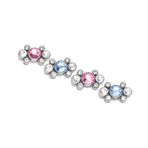 Tilum 18g-16g Internally Threaded Galaxy Cluster Top - Choose 4mm Jewel Color - Price Per 1