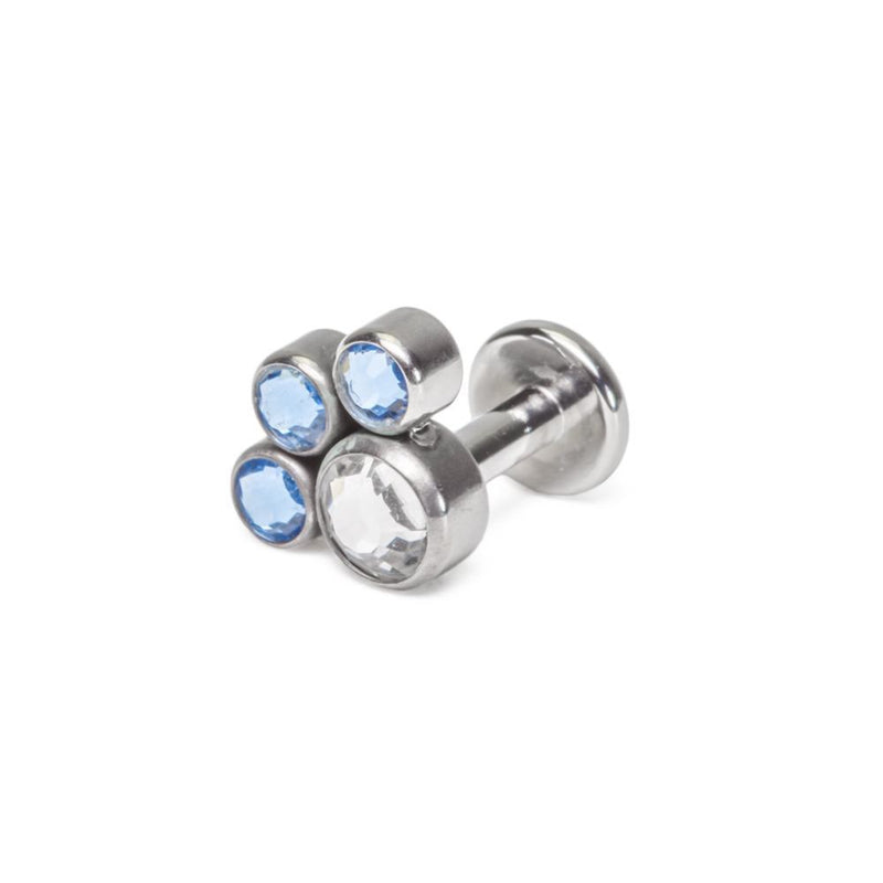 Tilum 14g-12g Internally Threaded Jewel Paw Print Cluster Top with 4mm Crystal - Price Per 1