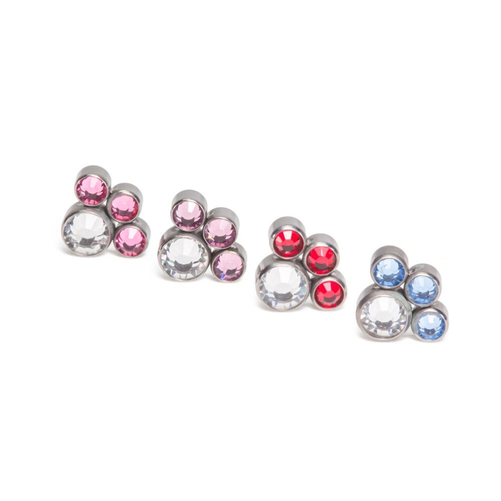 Tilum 14g-12g Internally Threaded Jewel Paw Print Cluster Top with 4mm Crystal - Price Per 1