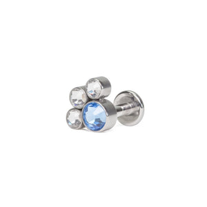 Tilum 14g-12g Internally Threaded Paw Print Cluster Top - Choose 4mm Jewel Color - Price Per 1
