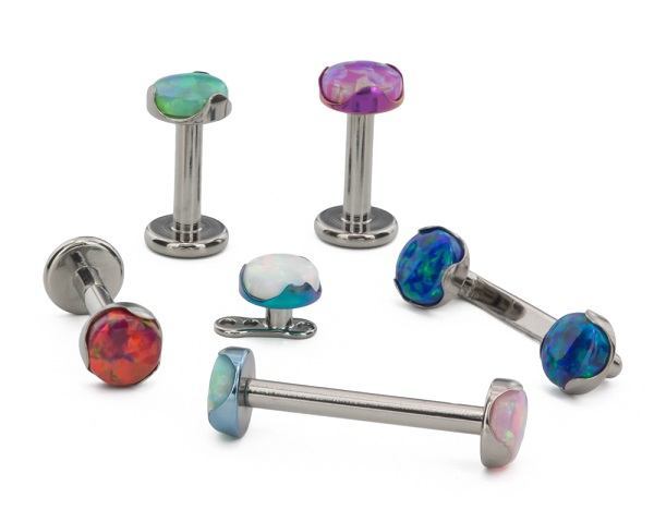 Tilum 18g - 16g Titanium 4mm Opal Prong-Set Flat Top - Price Per 1
