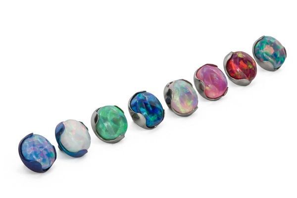 Tilum 18g-16g Titanium 3mm Opal Prong-Set Flat Top - Price Per 1