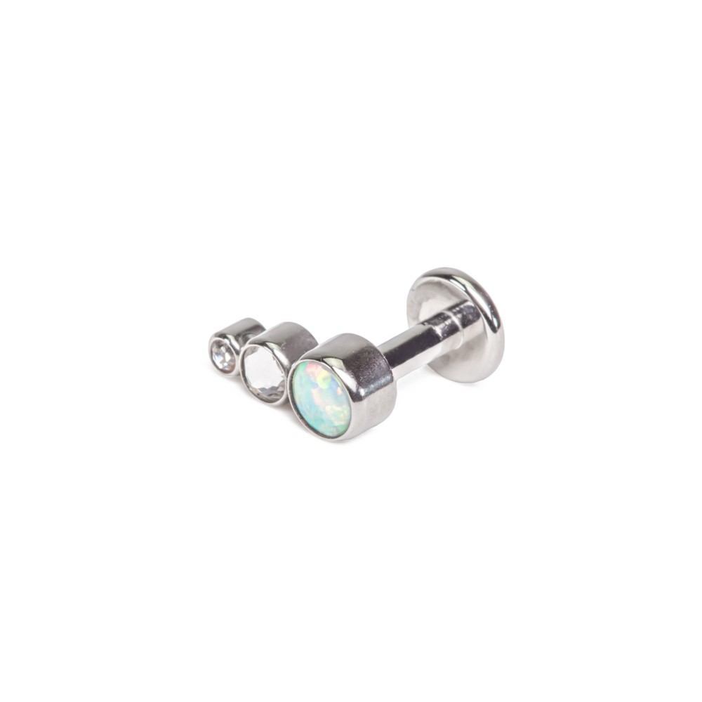 Tilum 18g-16g Internally Threaded White Opal Tear Drop Cluster Top with Jewels - Price Per 1
