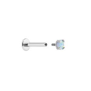 Tilum 18g-16g Internally Threaded Square Prong-Set 3mm Round Opal Top - Price Per 1