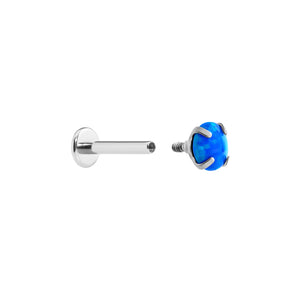 Tilum 18g-16g Internally Threaded Square Prong-Set 4mm Round Opal Top - Price Per 1