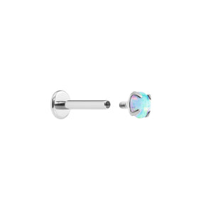 Tilum 14g-12g Internally Threaded Square Prong-Set 4mm Round Opal Top - Price Per 1