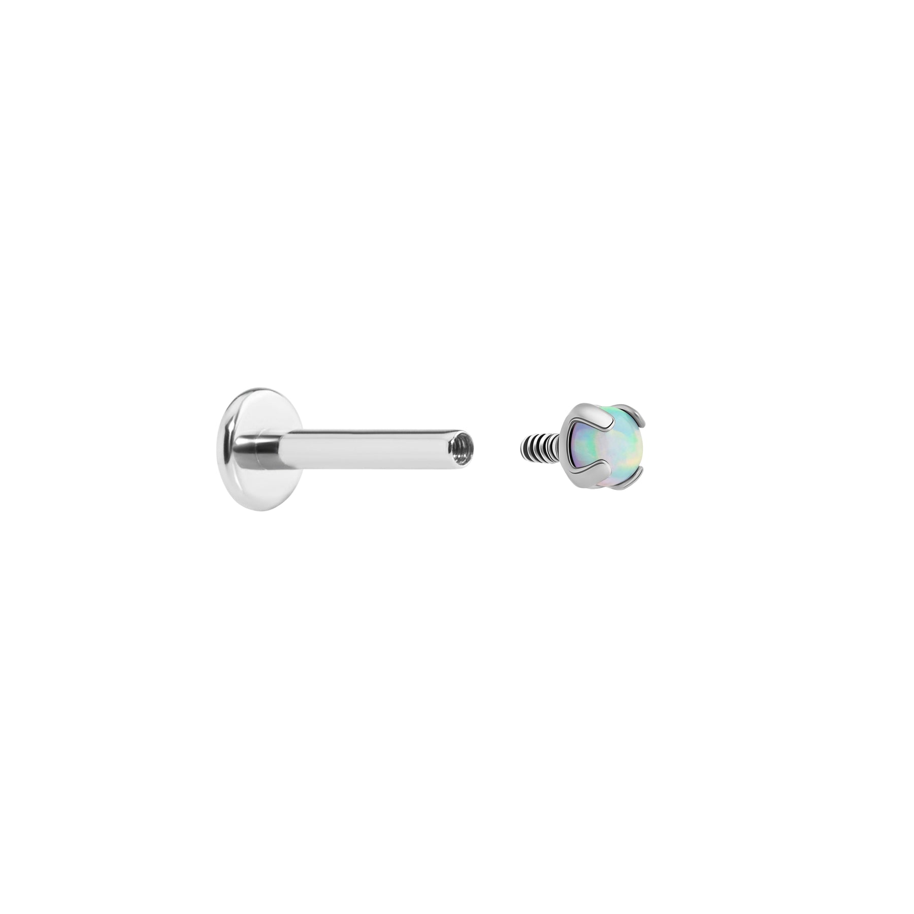 Tilum 18g-16g Internally Threaded Square Prong-Set 2mm Round Opal Top - Price Per 1