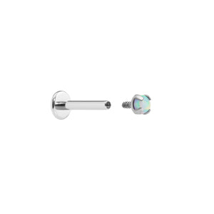 Tilum 18g-16g Internally Threaded Square Prong-Set 2mm Round Opal Top - Price Per 1