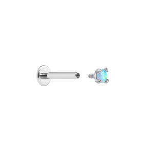 Tilum 18g-16g Internally Threaded Square Prong-Set 2.5mm Round Opal Top - Price Per 1