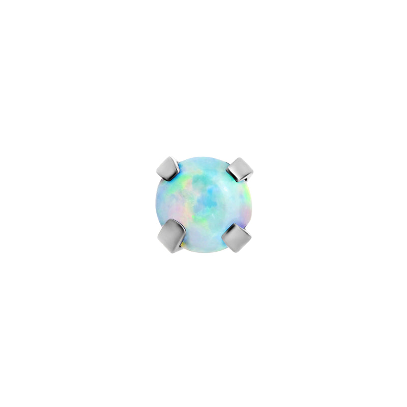 Tilum 18g-16g Internally Threaded Square Prong-Set 2.5mm Round Opal Top - Price Per 1