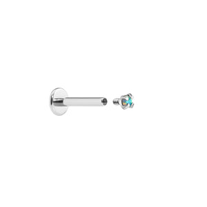Tilum 14g-12g Internally Threaded Square Prong-Set 2mm Round Opal Top - Price Per 1