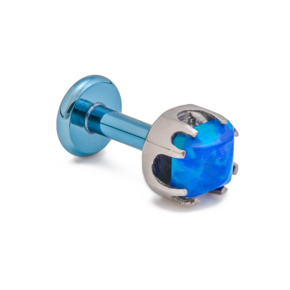 Tilum 14g-12g Internally Threaded Titanium Corner Prong-Set Square Opal Top - 4mm - Price Per 1