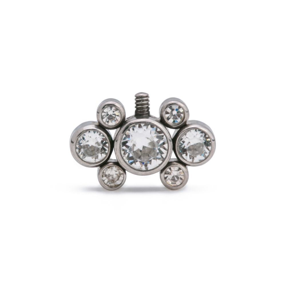 Side-Set Seven Gem Cluster Titanium Top - Threaded