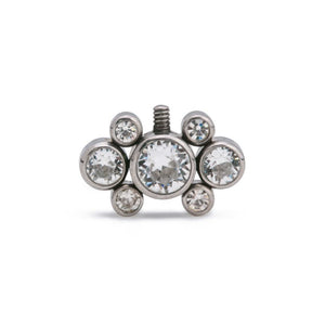 Side-Set Seven Gem Cluster Titanium Top - Threaded