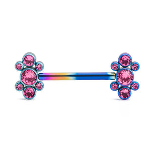 Side-Set Seven Gem Cluster Titanium Top - Threaded