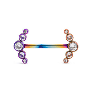 Side-Set Curved Gem Cluster Titanium Top - Threaded