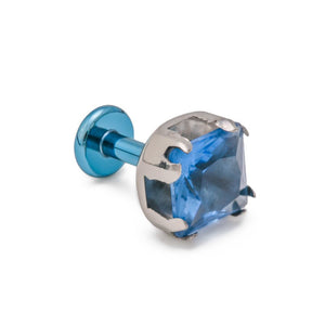 Tilum 14g-12g Internally Threaded Titanium Corner Prong-Set Square Jewel Top - 6mm - Price Per 1
