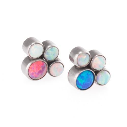 Tilum 18g-16g Internally Threaded Paw Print Cluster Top - Choose 4mm Opal - Price Per 1